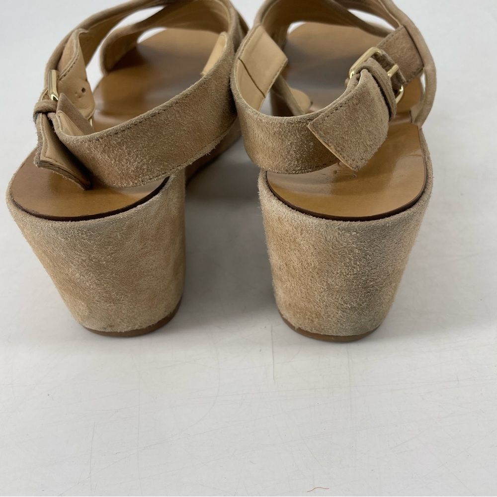 J Crew Marcie Tan Suede Criss Cross Wedge Sandals 8 shoes - Picture 8 of 8